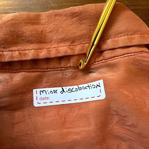 Ryan Michael Small Western Silk Cotton Orange Long Sleeve Ruffle Blouse Top - Picture 12 of 13